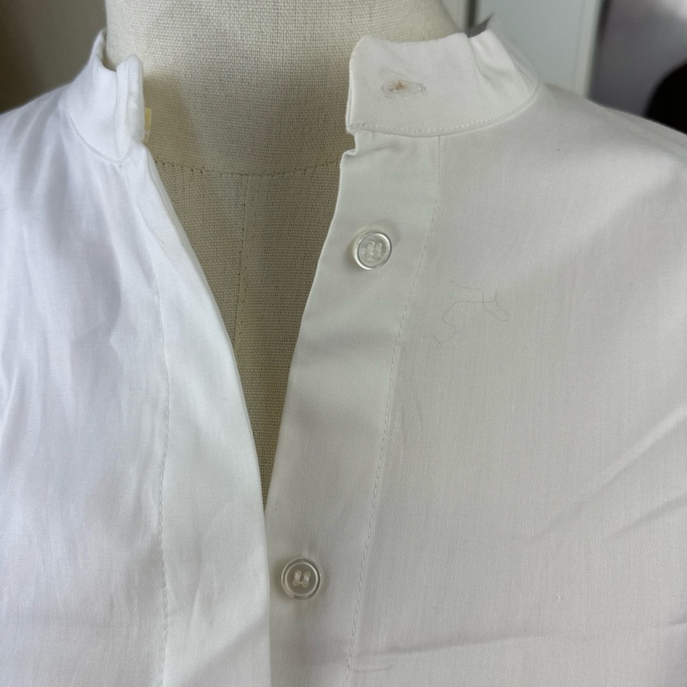 MaxMara NWT SZ 2 the Tenerife White Button Down Shirt Patterned Cuffs - Picture 7 of 16